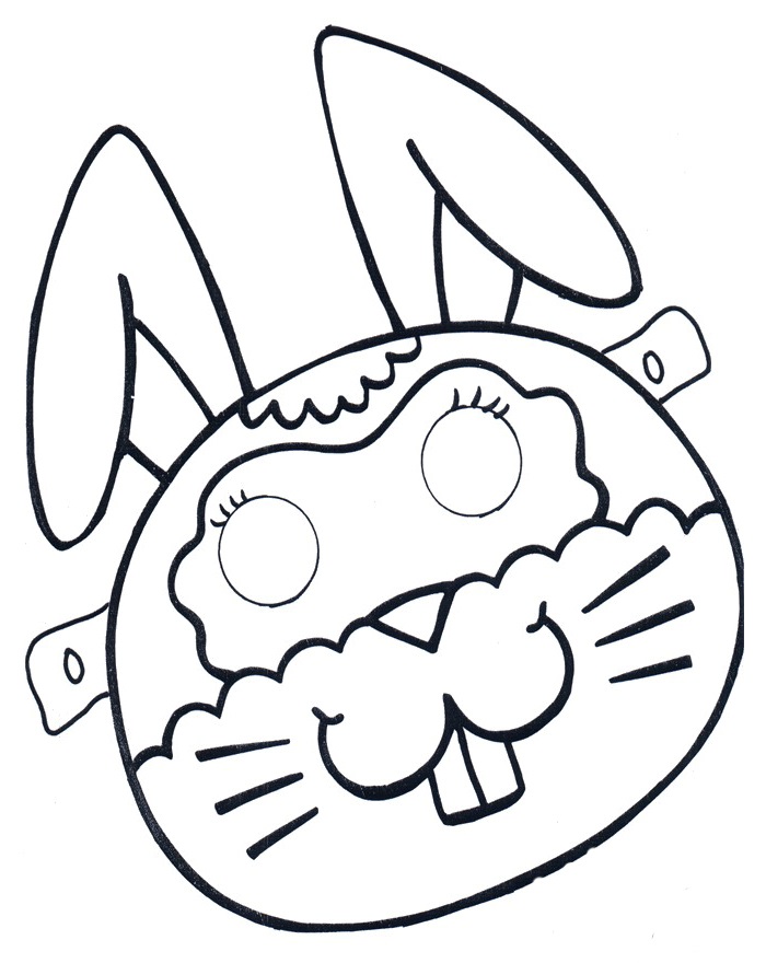 çocuklar için hazır kağıttan Tavşan maskesi şablonu